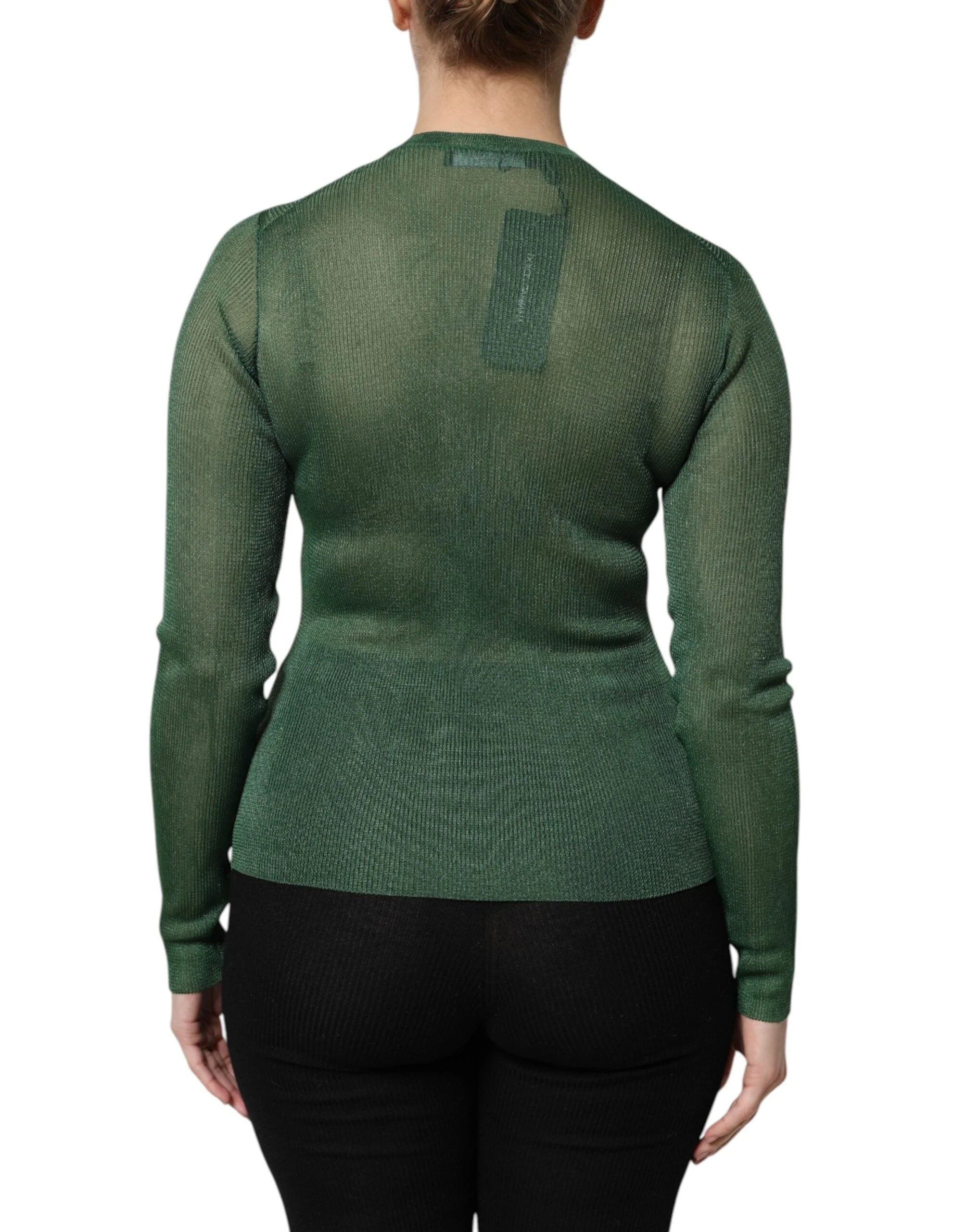 Dolce & Gabbana Green Polyester Long Sleeves Cardigan Sweater - IT40|S - Cardigans