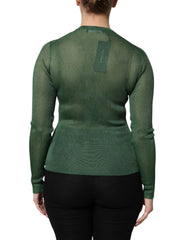 Dolce & Gabbana Green Polyester Long Sleeves Cardigan Sweater - IT40|S - Cardigans