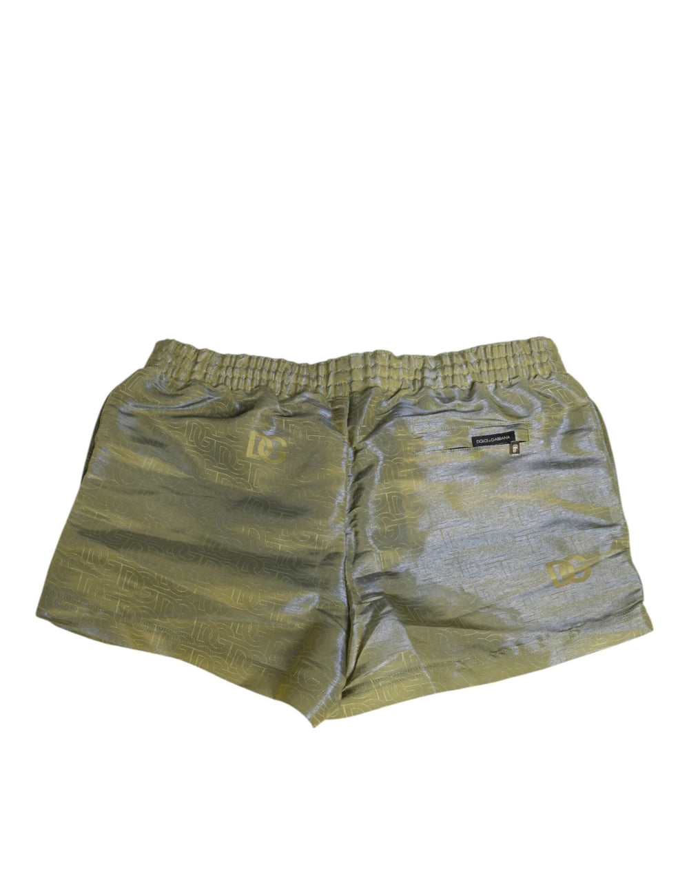 Dolce & Gabbana Green Polyester Metallic Logo Print Men Swimwear - IT4 | S - Swim Boxers