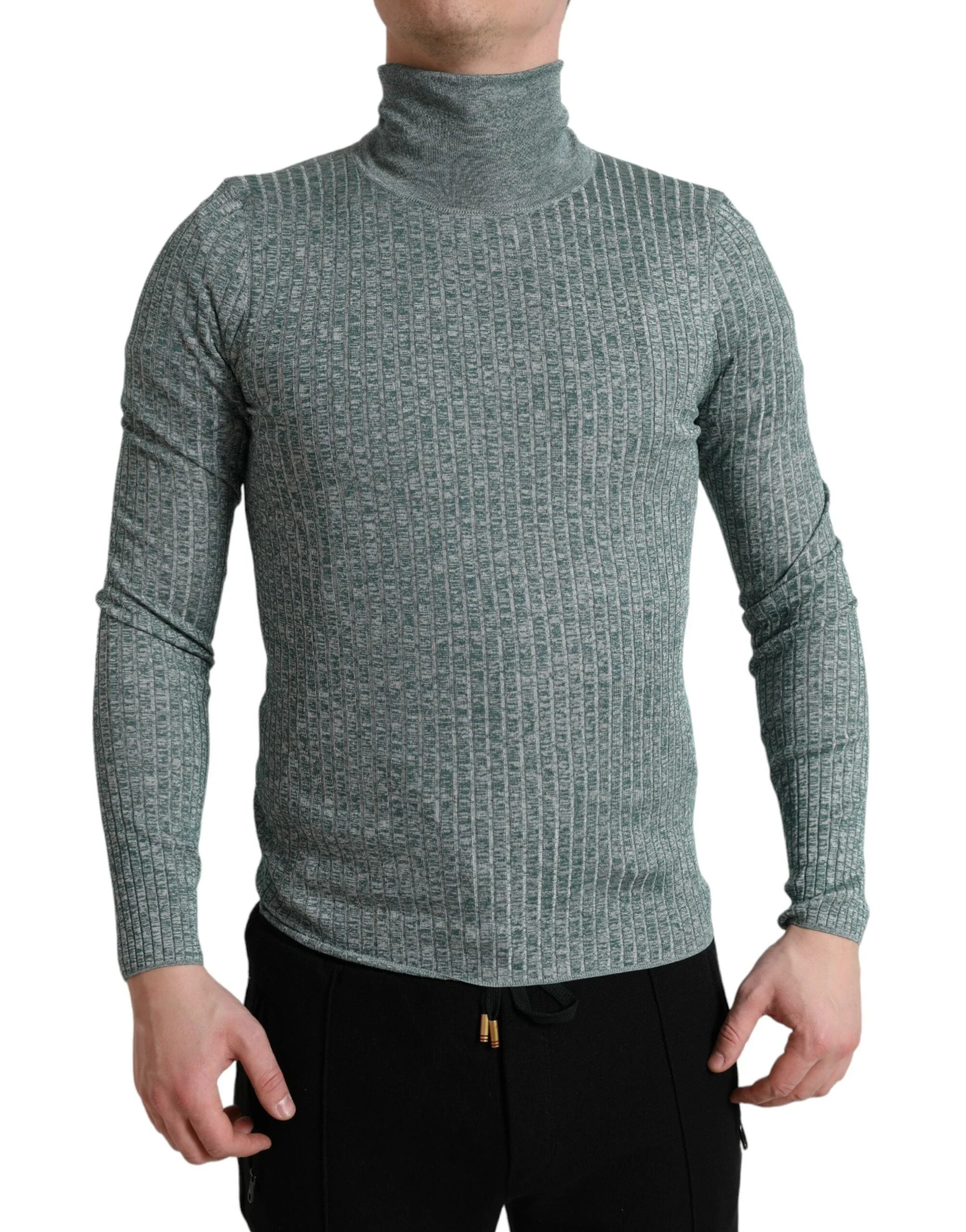 Dolce & Gabbana Green Polyester Turtleneck Pullover Sweater - IT48 | M - Sweaters