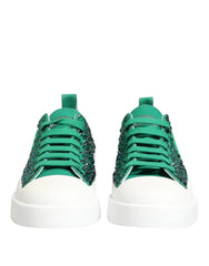 Dolce & Gabbana Green Portofino Crystal DG Logo Sneakers Shoes - Sneakers