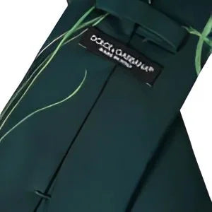 Dolce & Gabbana Green Printed 100% Silk Adjustable Men Tie - Neckties