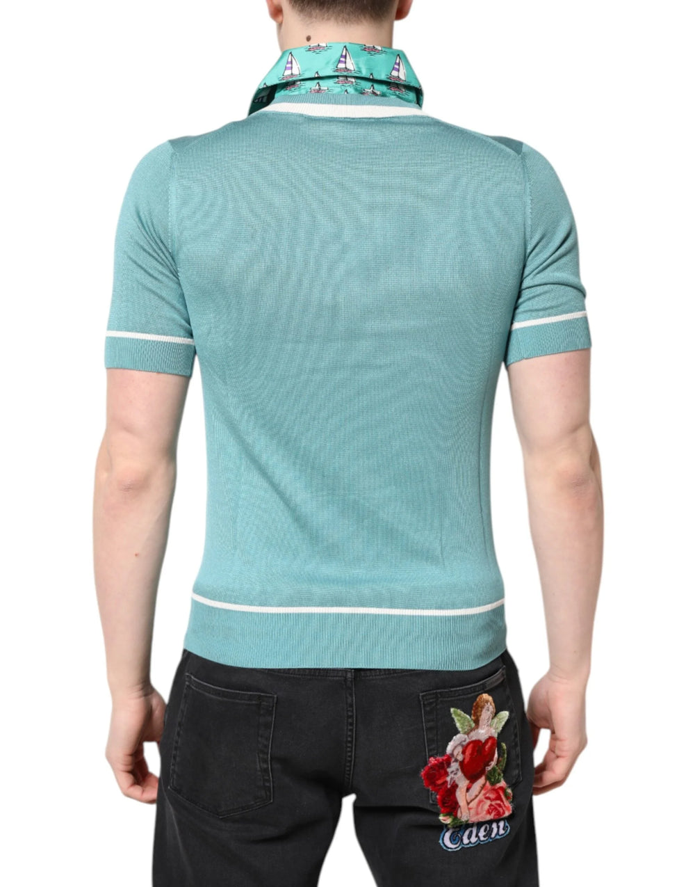 Dolce & Gabbana Green Printed Collared Short Sleeve T-shirt - IT44 | XS - Polos