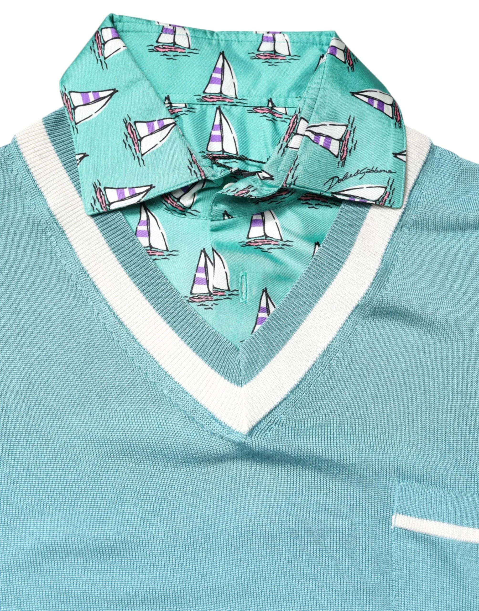 Dolce & Gabbana Green Printed Collared Short Sleeve T-shirt - IT44 | XS - Polos