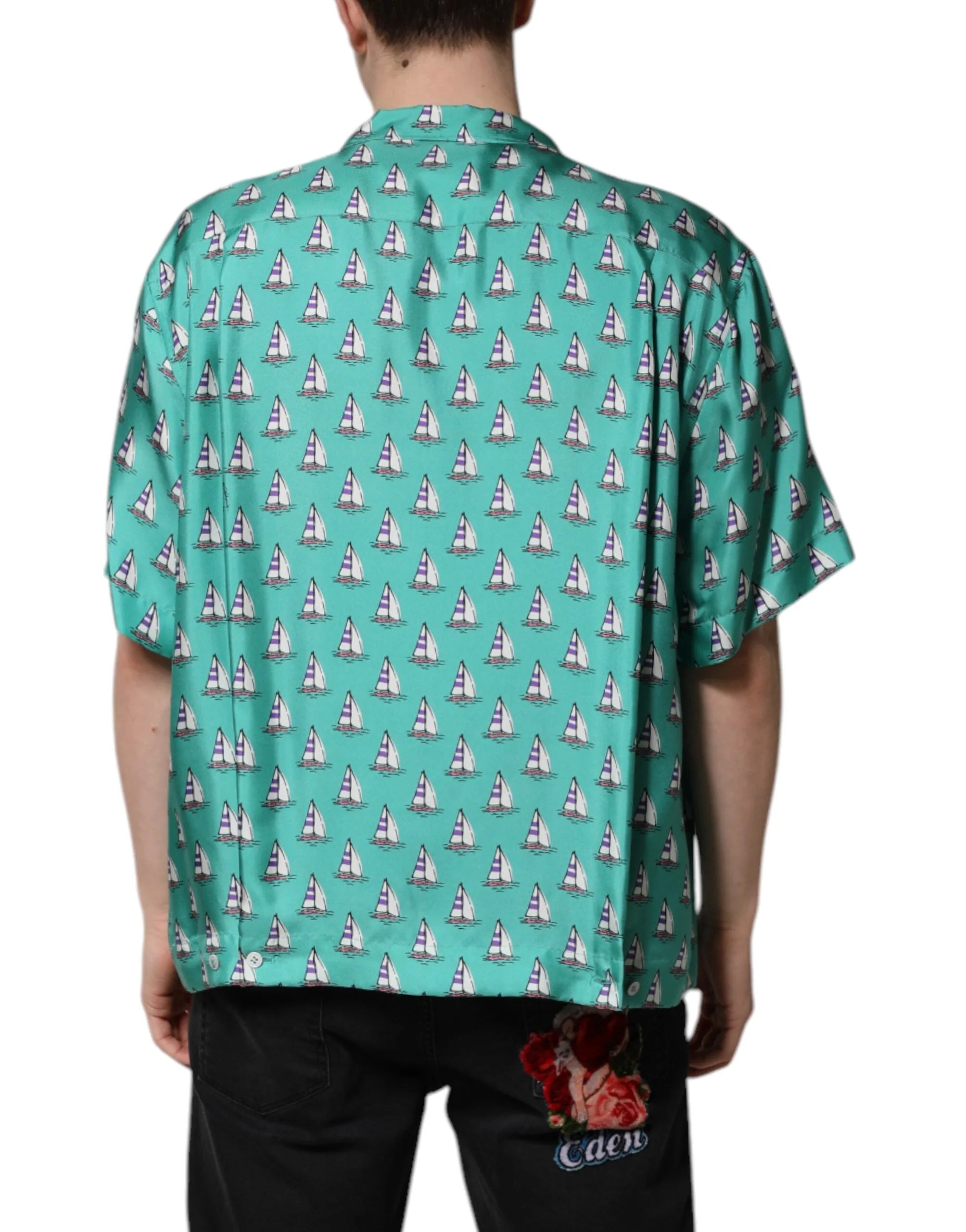 Chemise décontractée à manches courtes et imprimée vert Dolce & Gabbana - IT44 | 3XL