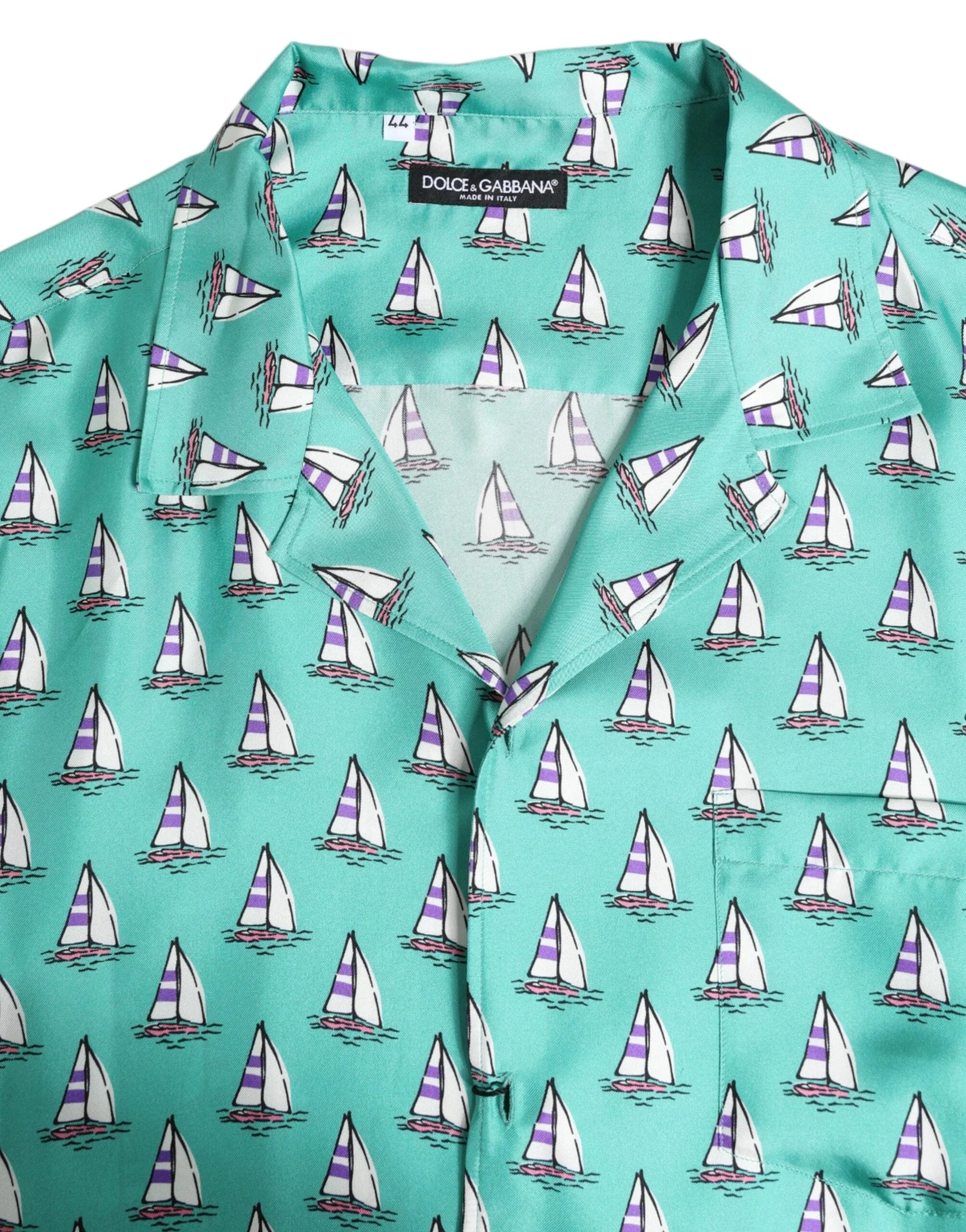 Chemise décontractée à manches courtes et imprimée vert Dolce & Gabbana - IT44 | 3XL