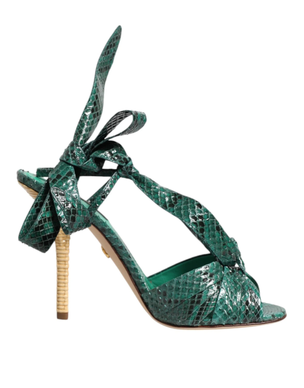 Dolce & Gabbana Green Python Leather Heels Sandals Shoes - Sandals