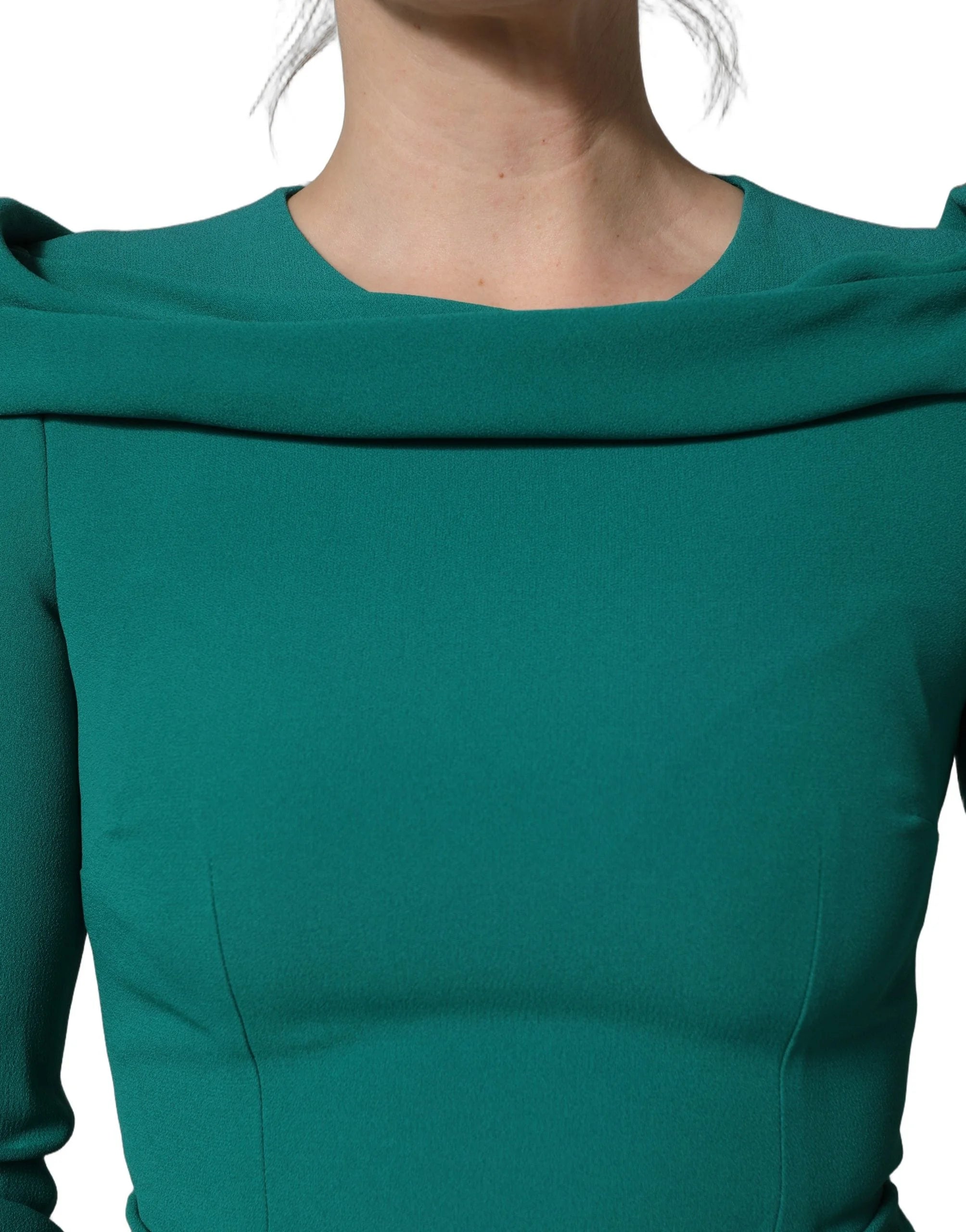 Dolce & Gabbana Green Round Neck Long Sleeves Gown Dress - IT40|S