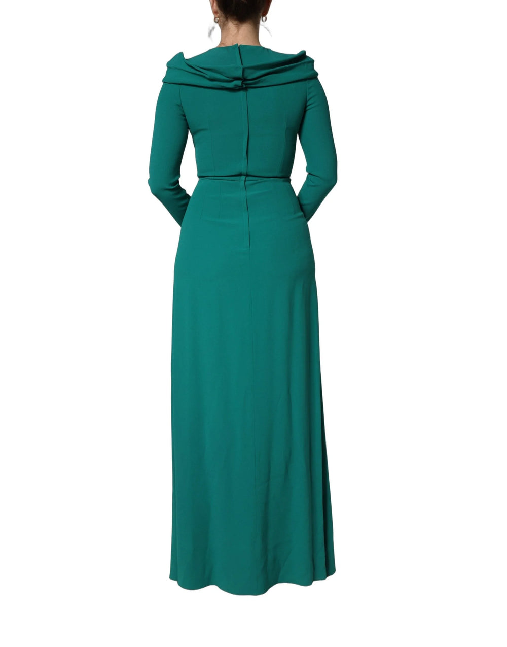 Dolce & Gabbana Green Round Neck Long Sleeves Gown Dress - IT40|S
