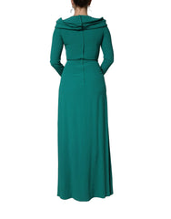 Dolce & Gabbana Green Round Neck Long Sleeves Gown Dress - IT40|S