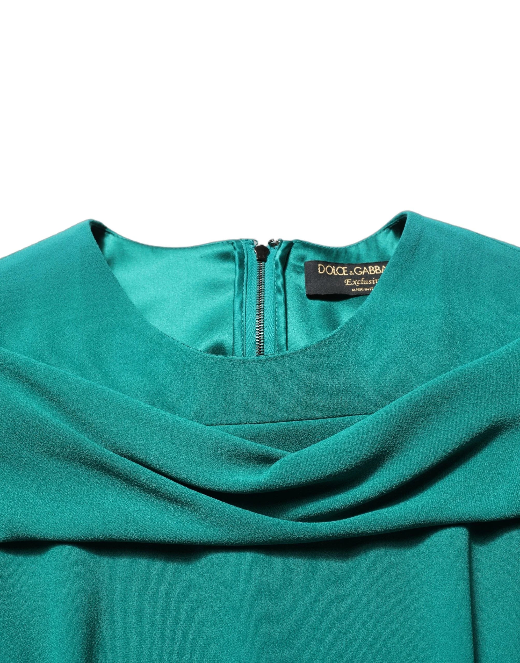 Dolce & Gabbana Green Round Neck Long Sleeves Gown Dress - IT40|S