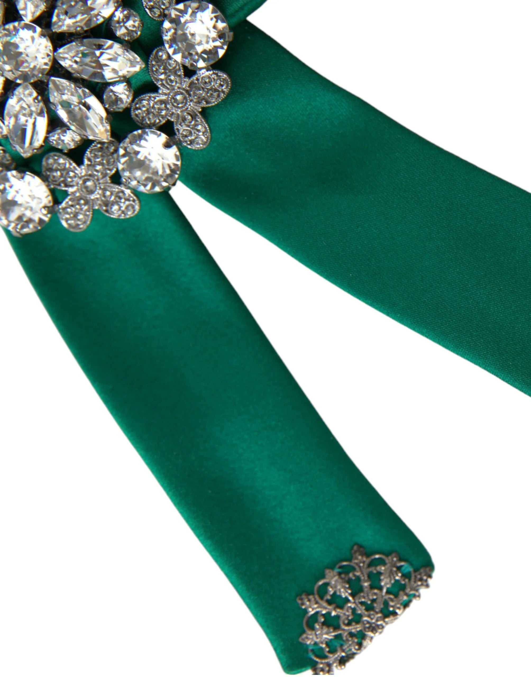 Dolce & Gabbana Green Satin Bird Crystal Women Hair Clip - Hair Pins Claws & Clips