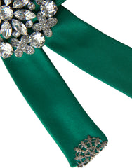 Dolce & Gabbana Green Satin Bird Crystal Women Hair Clip - Hair Pins Claws & Clips