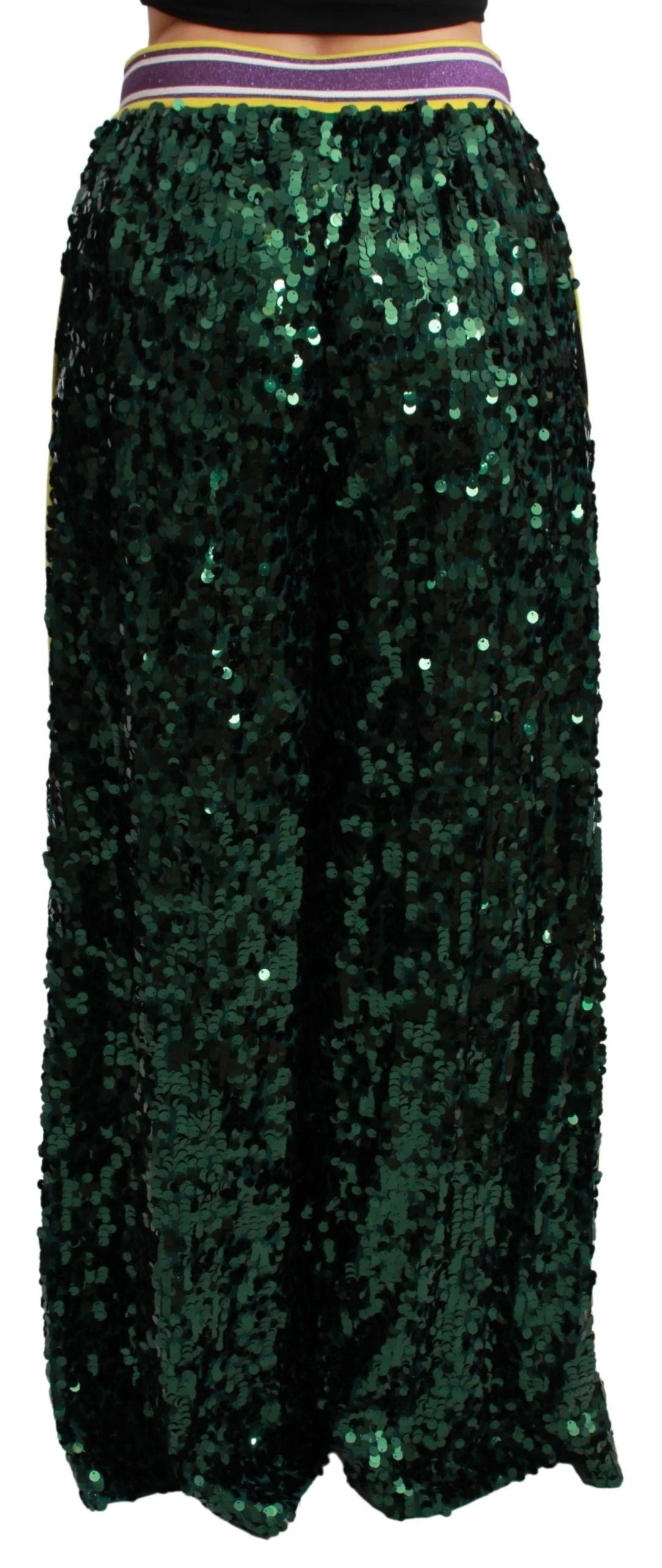 Dolce & Gabbana Green Sequin Trousers Queens Angel Pants - IT36 | XS - Trousers