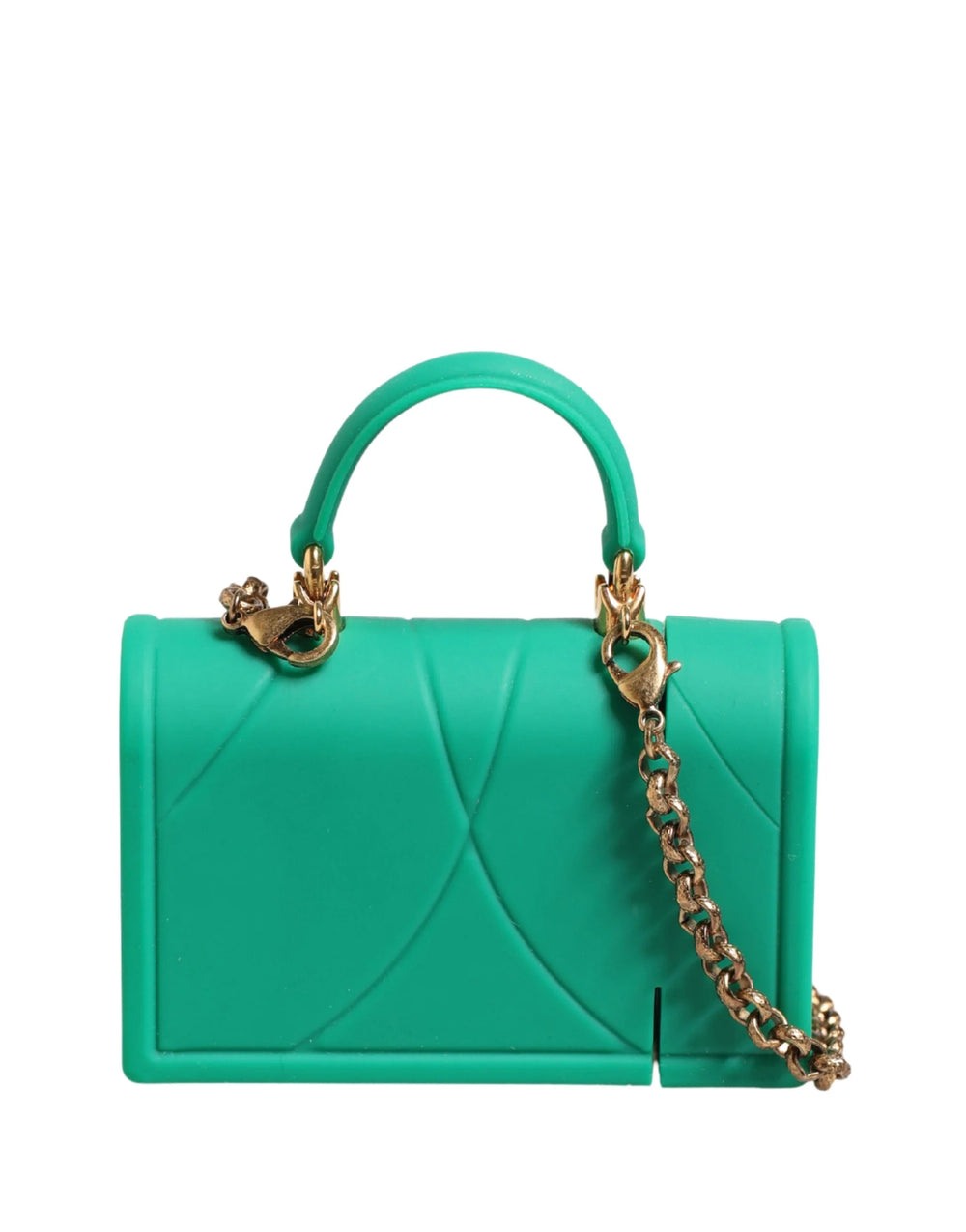 Dolce & Gabbana Green Silicone Devotion Heart Bag Gold Chain Airpods Case