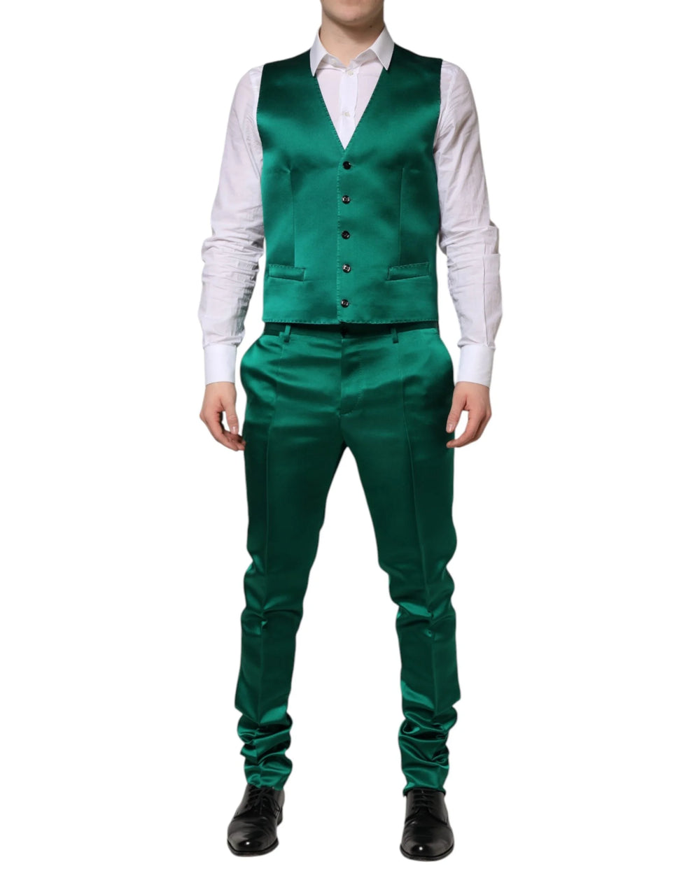 Dolce & Gabbana Green Silk 3 Piece Single Breasted Suit - IT50 | L - Suits