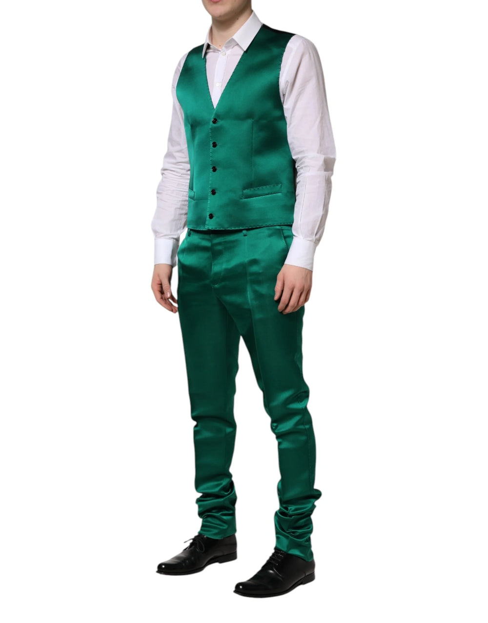 Dolce & Gabbana Green Silk 3 Piece Single Breasted Suit - IT50 | L - Suits