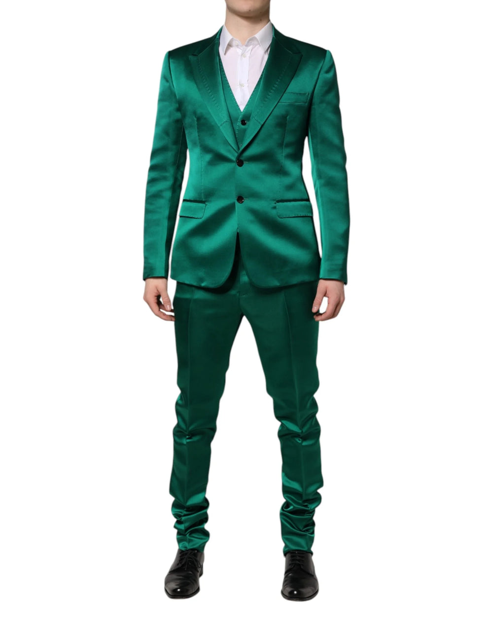 Dolce & Gabbana Green Silk 3 Piece Single Breasted Suit - IT50 | L - Suits