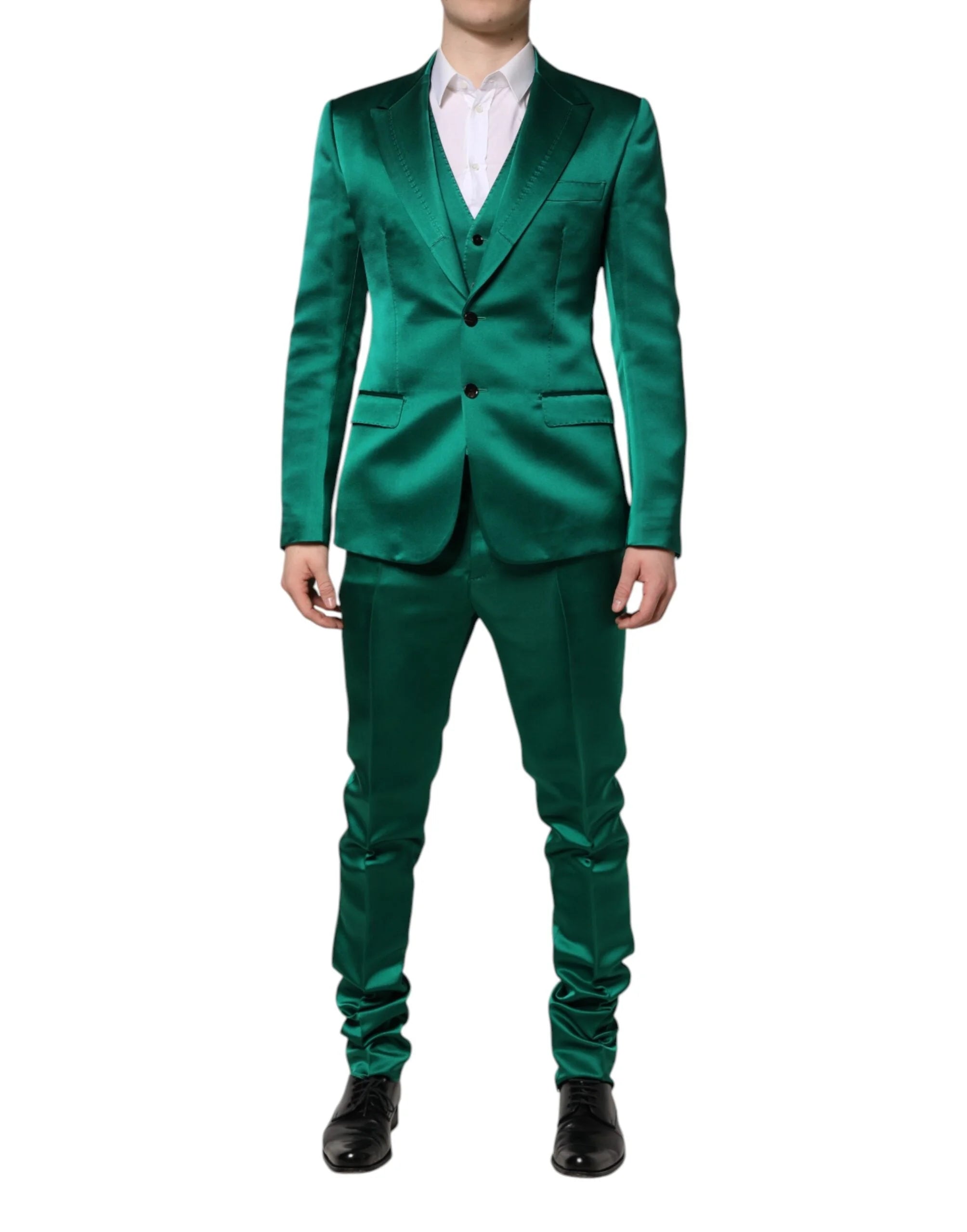 Dolce & Gabbana Green Silk 3 Piece Single Breasted Suit - IT50 | L - Suits