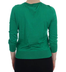 Dolce & Gabbana Green Silk Crystal Banana Sweater - Sweaters