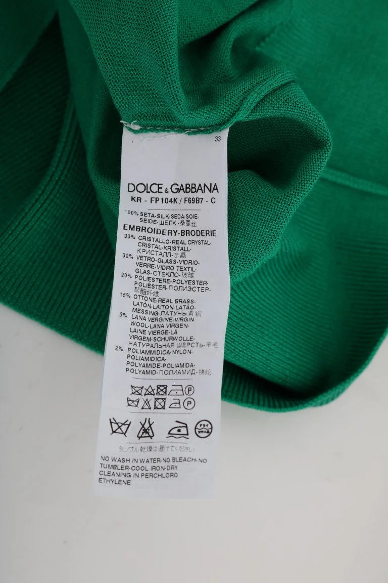 Dolce & Gabbana Green Silk Crystal Banana Sweater - Sweaters