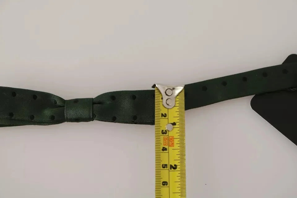 Dolce & Gabbana Green Silk Dotted Mens Necktie Bow Tie - Neckties