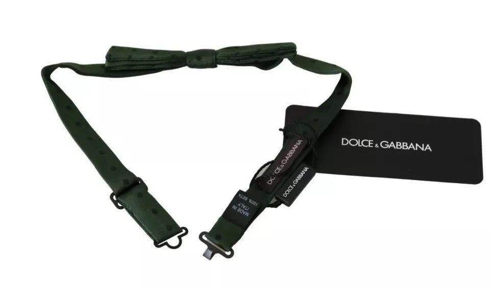 Dolce & Gabbana Green Silk Dotted Mens Necktie Bow Tie - Neckties