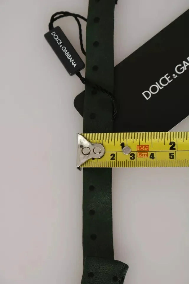 Dolce & Gabbana Green Silk Dotted Mens Necktie Bow Tie - Neckties
