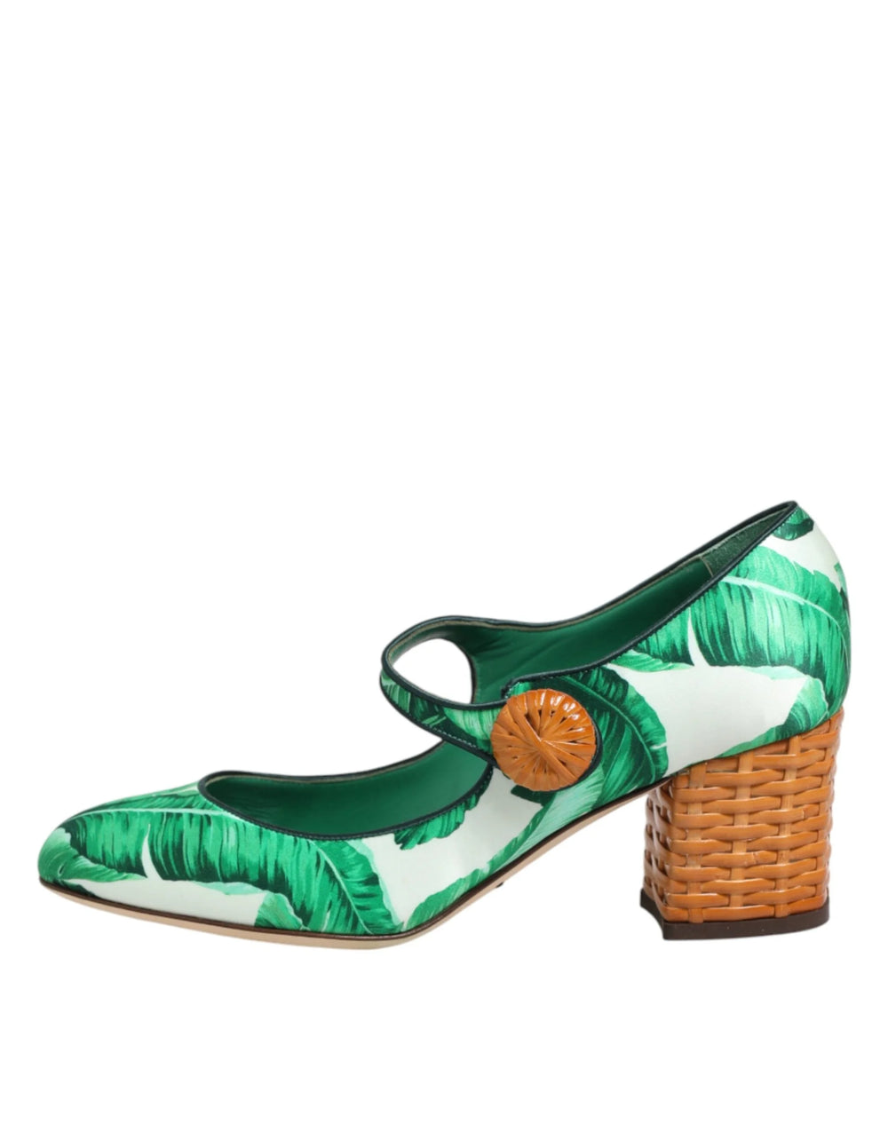 Dolce & Gabbana Green Silk MARY JANES Leaf Sandals Shoes - Sandals