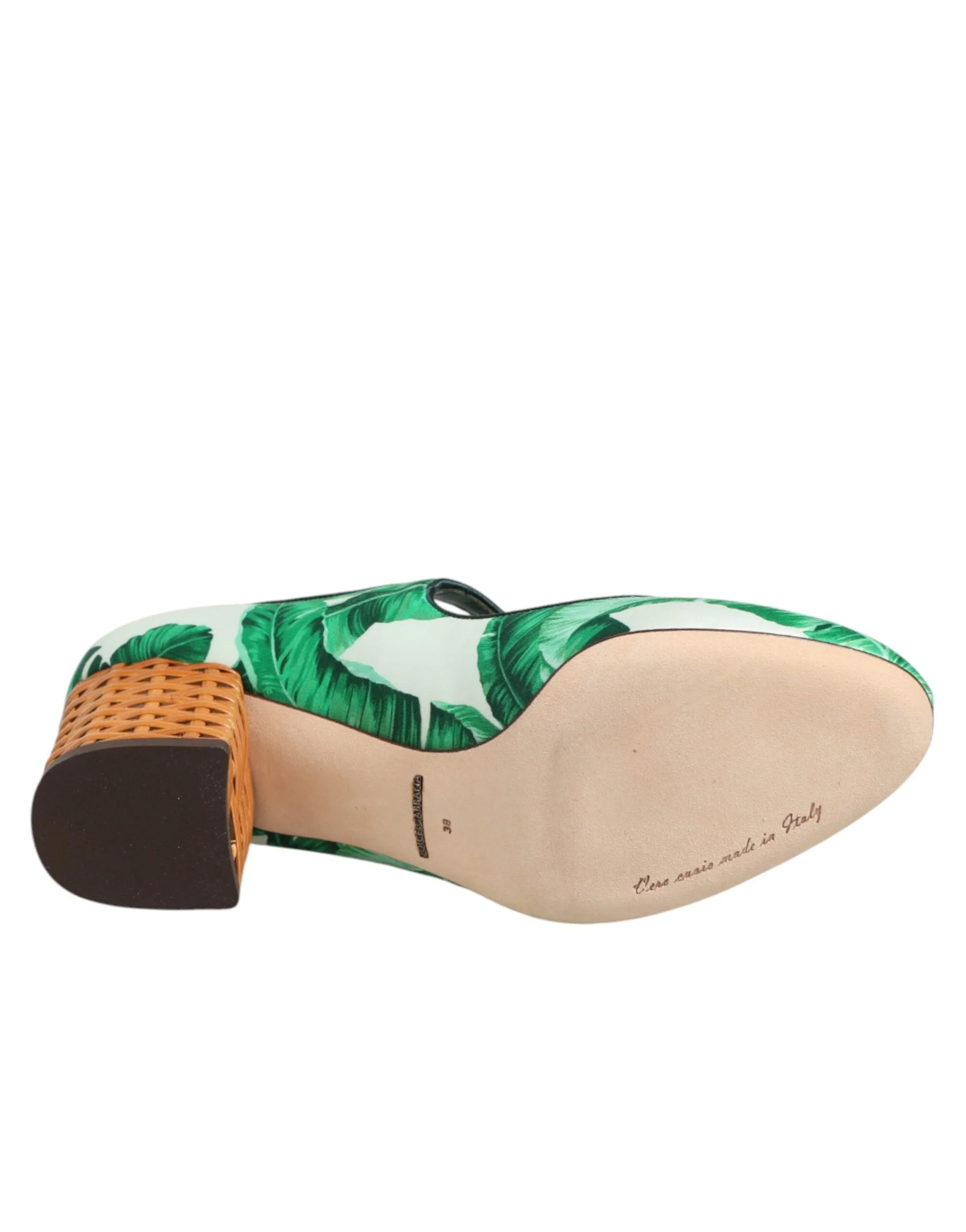 Dolce & Gabbana Green Silk MARY JANES Leaf Sandals Shoes - EU36/US5.5