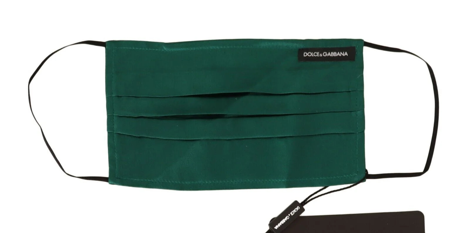 Dolce & Gabbana Green Silk Pleated Elastic Ear Strap Face Mask - Fashion Face Masks