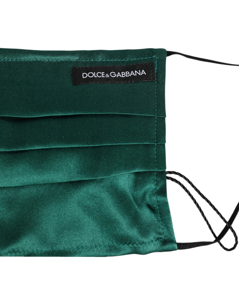 Dolce & Gabbana Green Silk Pleated Elastic Ear Strap Face Mask - Fashion Face Masks