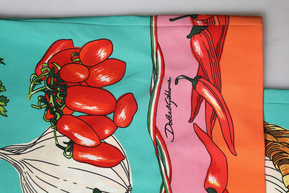 Dolce & Gabbana Green Silk Printed Straight Pants - Trousers