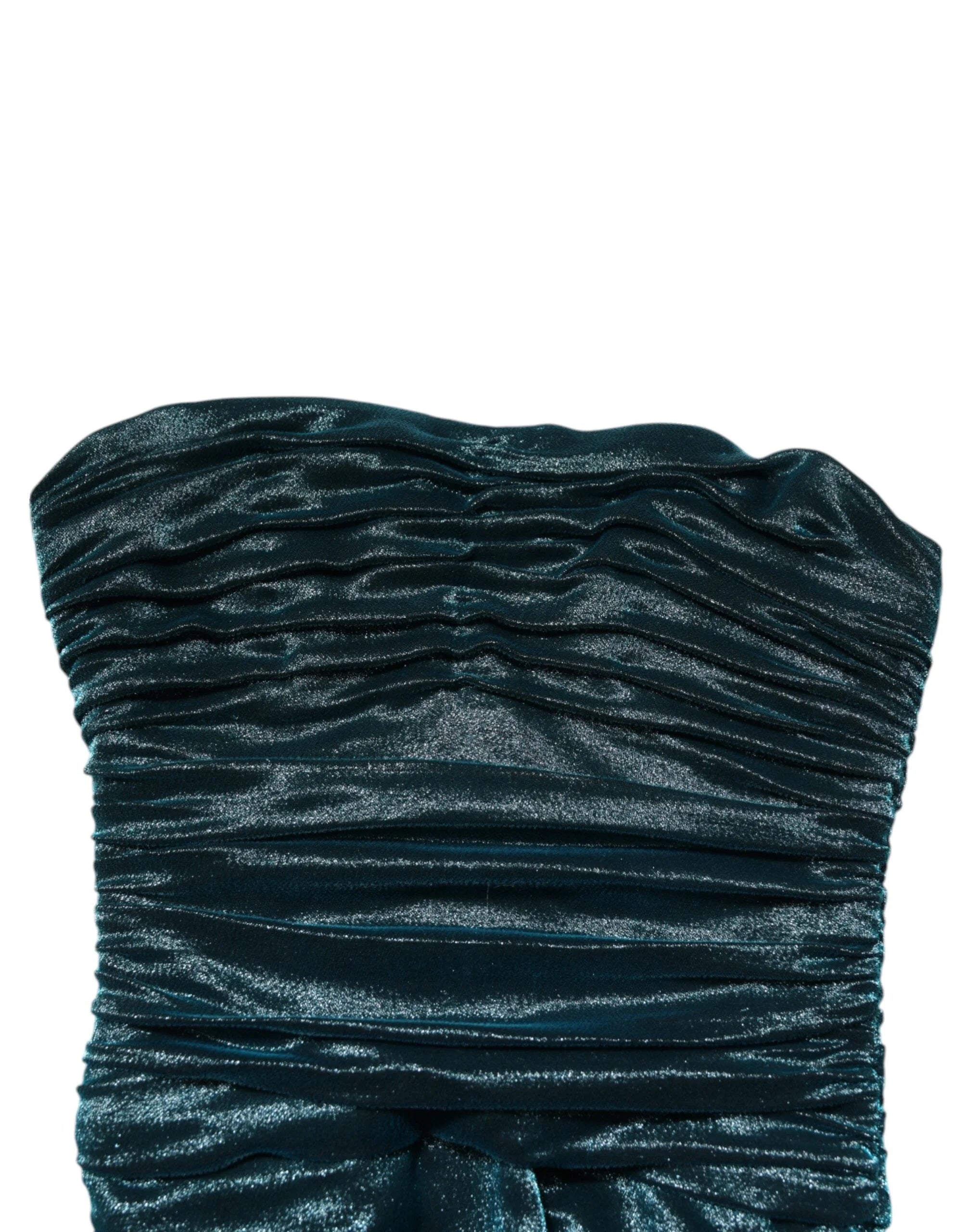 Dolce & Gabbana Green Silk Satin Fitted Strapless Dress - IT36|XXS - Dresses