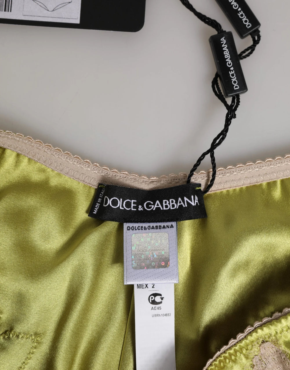 Dolce & Gabbana Green Silk Satin Floral Lace Trim Panty Underwear - IT2 | S - Briefs