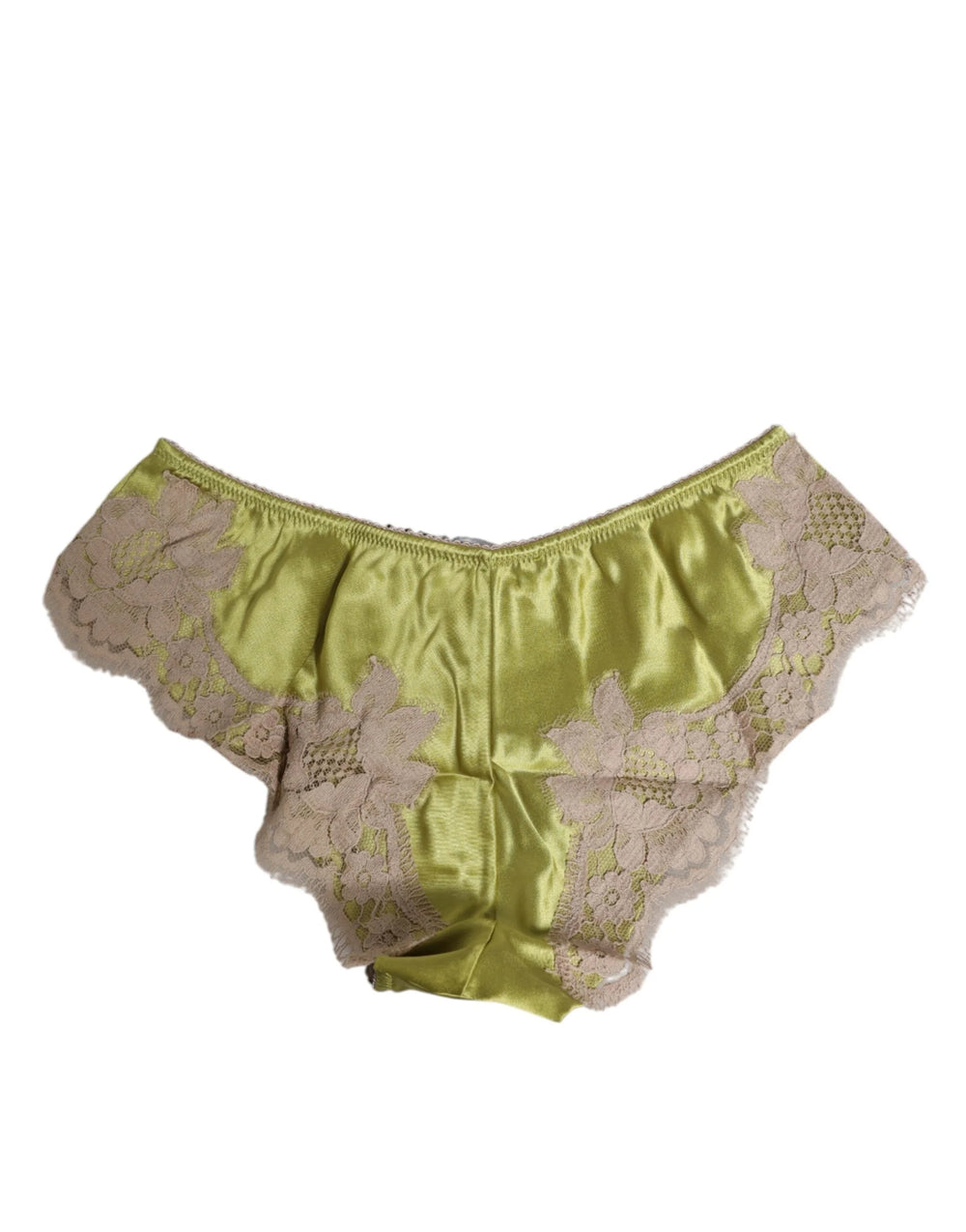 Dolce & Gabbana Green Silk Satin Lace Trim New Slip Underwear - Briefs