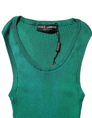 Dolce & Gabbana Green Silk Sleeveless Round Neck Tank Top - IT40|S - Tank Tops