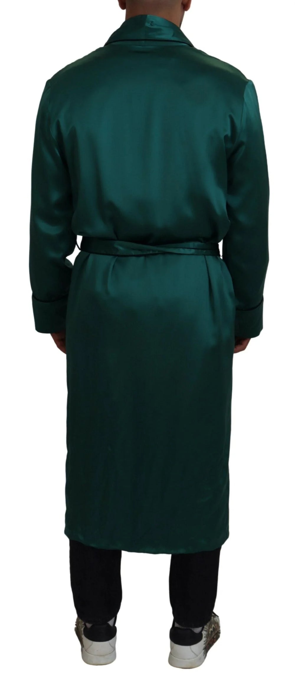 Dolce & Gabbana Green Silk Waist Belt Robe Sleepwear - IT46 | S - Robes