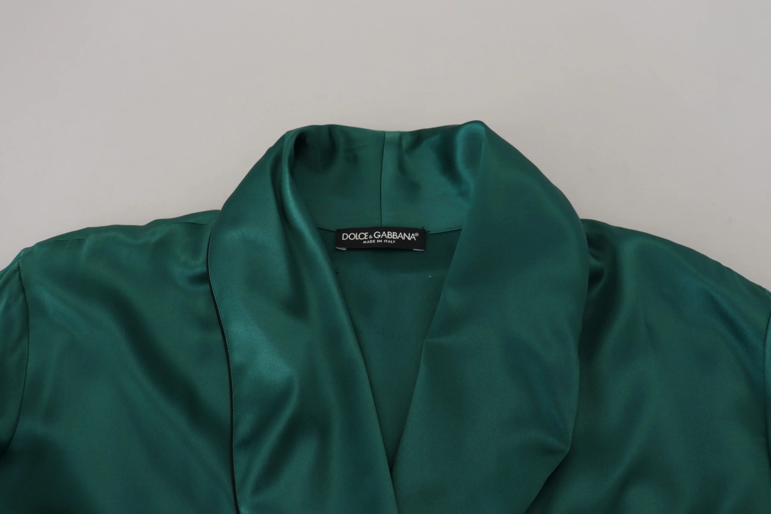 Dolce & Gabbana Green Silk Waist Belt Robe Sleepwear - IT46 | S - Robes