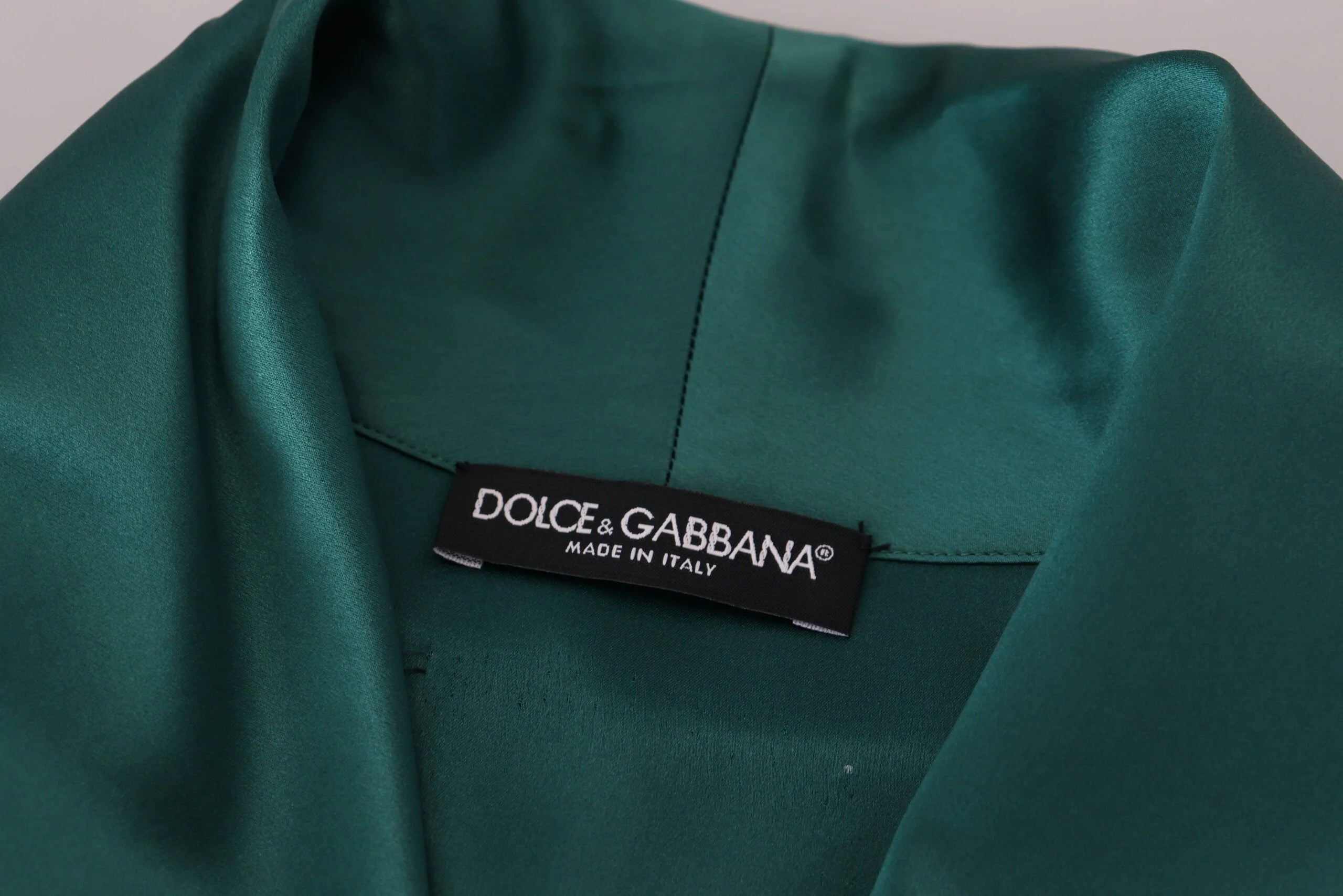 Dolce & Gabbana Green Silk Waist Belt Robe Sleepwear - IT46 | S - Robes