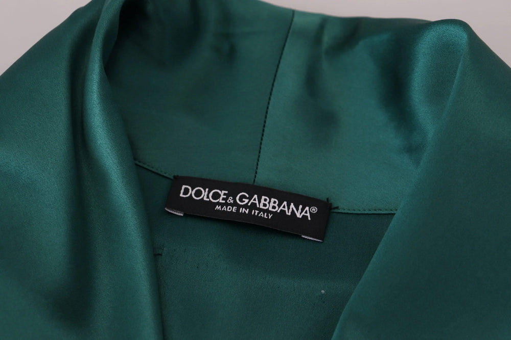 Dolce & Gabbana Green Silk Waist Belt Robe Sleepwear - IT46 | S - Robes