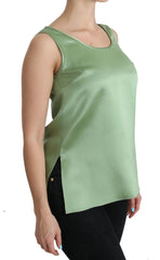 Dolce & Gabbana Green Sleeveless 100% Silk Top Tank Blouse - IT36 | XS - Tank Tops