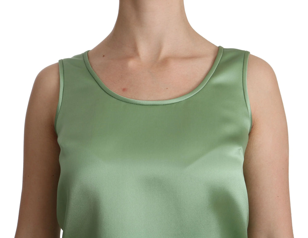 Dolce & Gabbana Green Sleeveless 100% Silk Top Tank Blouse - IT36 | XS - Tank Tops
