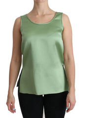 Dolce & Gabbana Green Sleeveless 100% Silk Top Tank Blouse - IT36 | XS - Tank Tops
