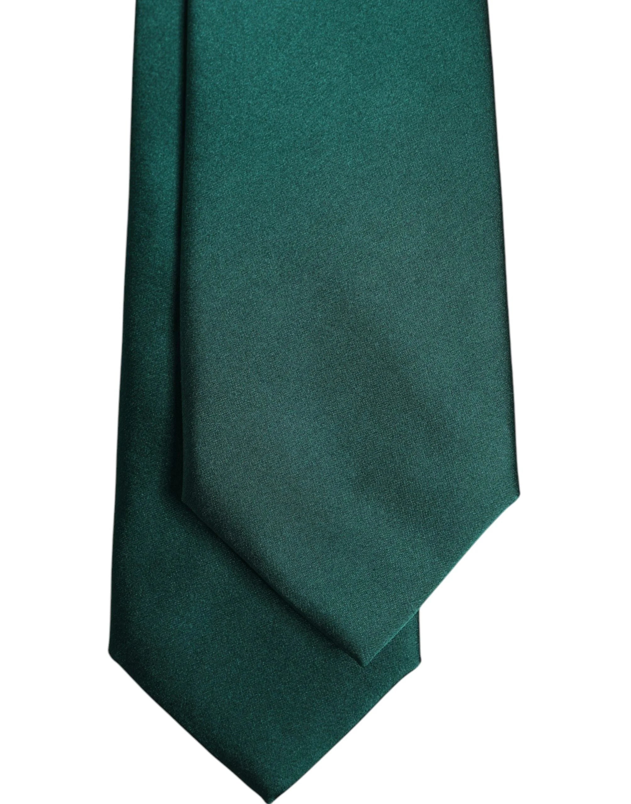 Dolce & Gabbana Green Solid Cotton Adjustable Necktie Tie - Neckties