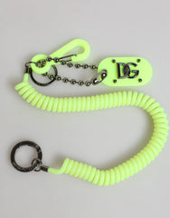 Dolce & Gabbana Green Springy Key Holder DG Logo Men’s Keychain Keyring - Keychains