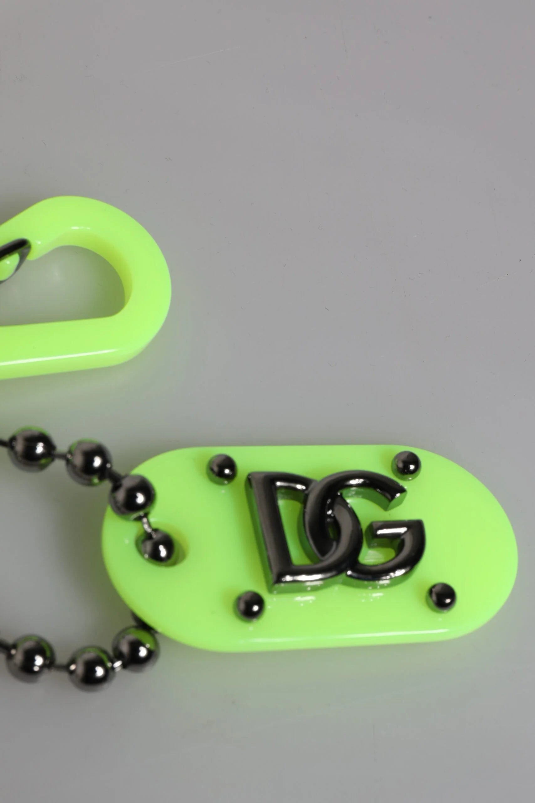 Dolce & Gabbana Green Springy Key Holder DG Logo Men’s Keychain Keyring