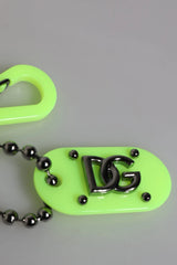 Dolce & Gabbana Green Springy Key Holder DG Logo Men’s Keychain Keyring