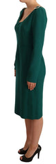 Dolce & Gabbana Green Stretch Crepe Crystal Midi Dress - IT44|L