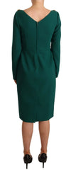Dolce & Gabbana Green Stretch Crepe Crystal Midi Dress - IT44|L